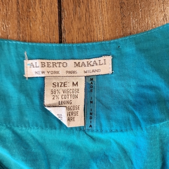 Alberto Makali blue tie dye Print Beaded embroidered Sleeveless chiffon Dress M - Picture 6 of 13